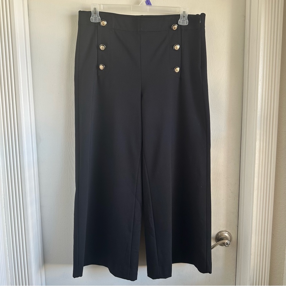 Ann Taylor The Sailor Dramatic Black Wide-Leg Stretchy Trousers Pants Size 16P - Picture 3 of 15
